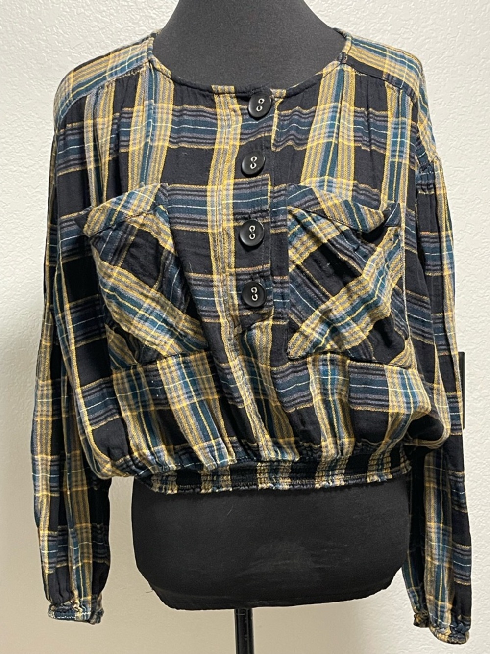 Free People It’s The Good Life Plaid Crop Top Size Large - Picture 2 of 7